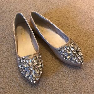 Brand New Rhinestone Champagne Colored Flats